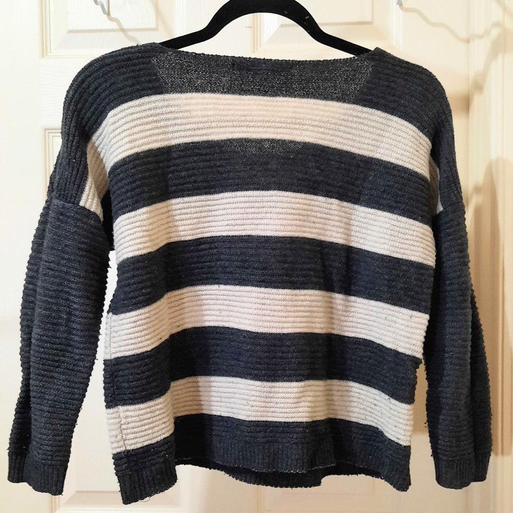 Grey & White Striped Sweater